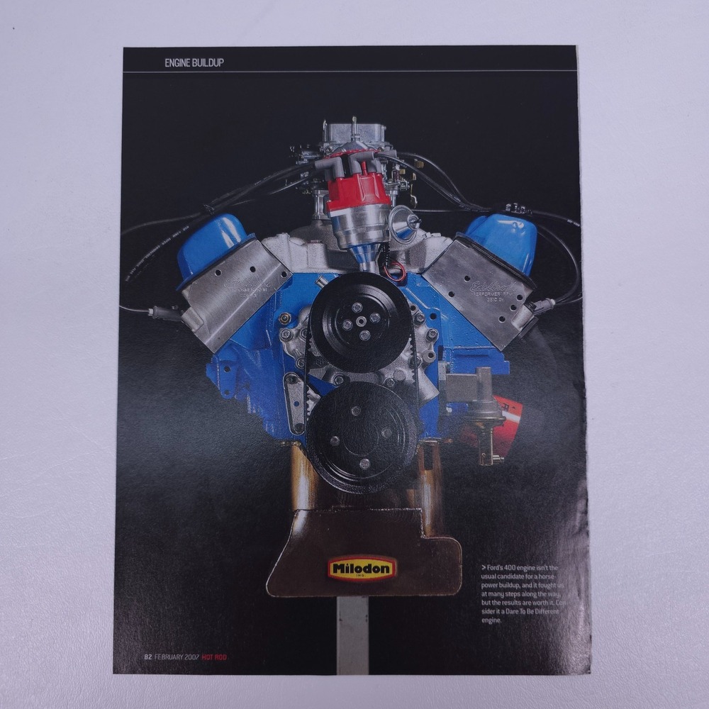 Milodon Ford 400 Engine Buildup Ad Vintage Engine Block Poster Hot Rod Art